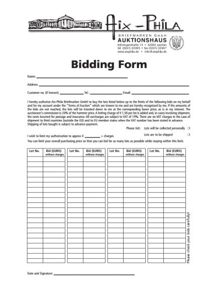 bidding form